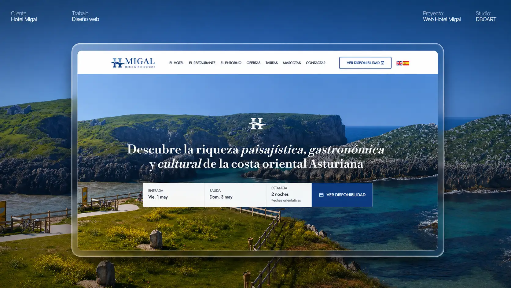 Diseno web hotel migal asturias dboart tablet