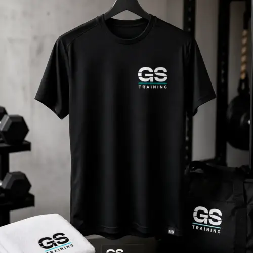 Camiseta negra con logotipo GS de Guillermo Solas para entrenador personal en Oviedo