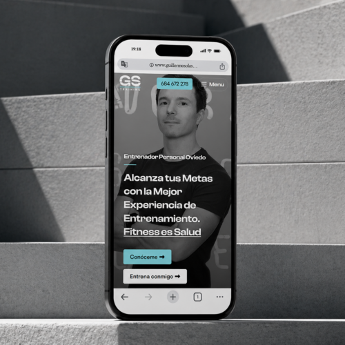 Mockup del diseño web de Guillermo Solas, entrenador personal en Oviedo