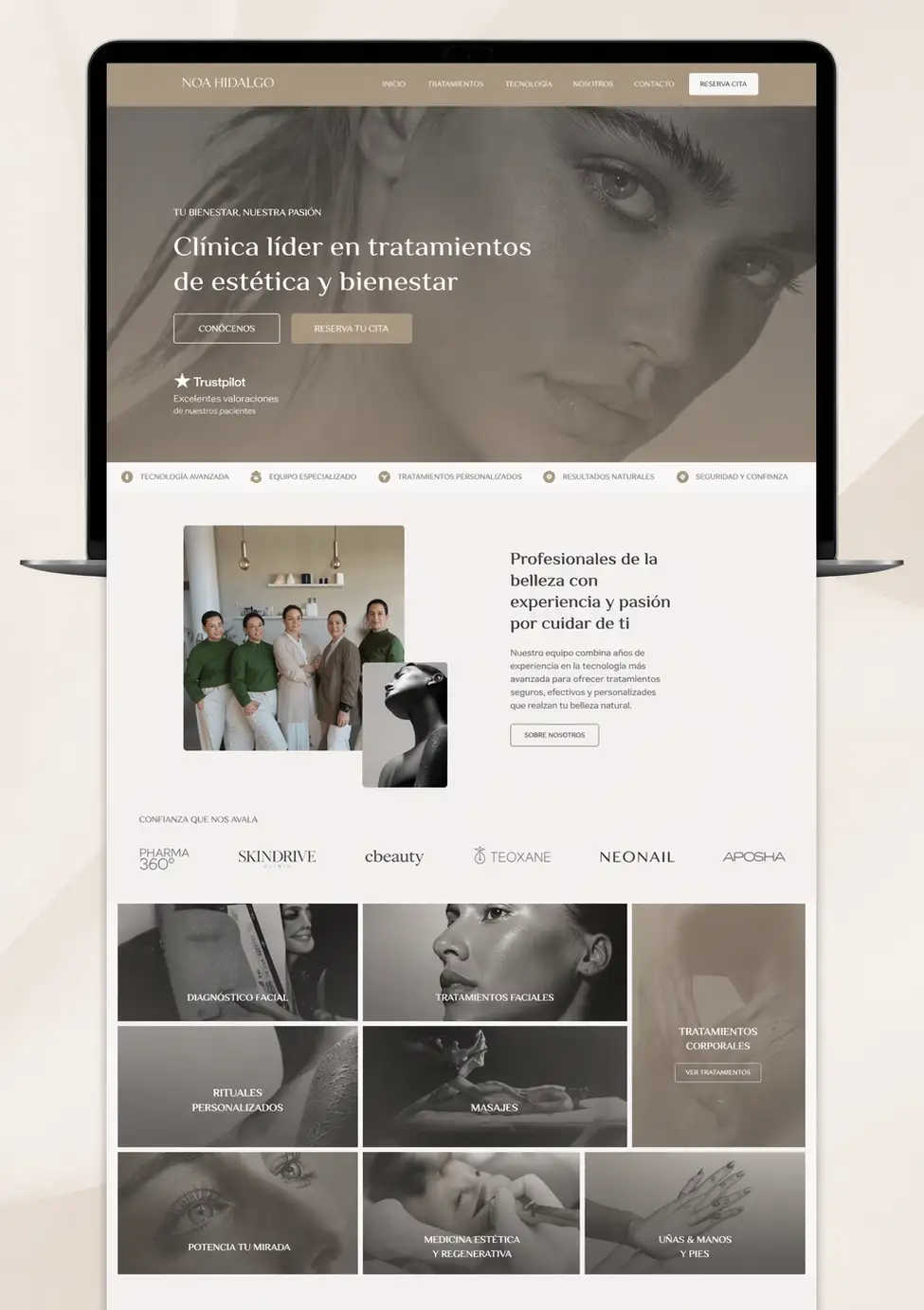 Diseño web para Noa Hidalgo Beauty Concept, centro de belleza en Lugones